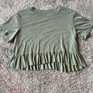 Army green flowy top
